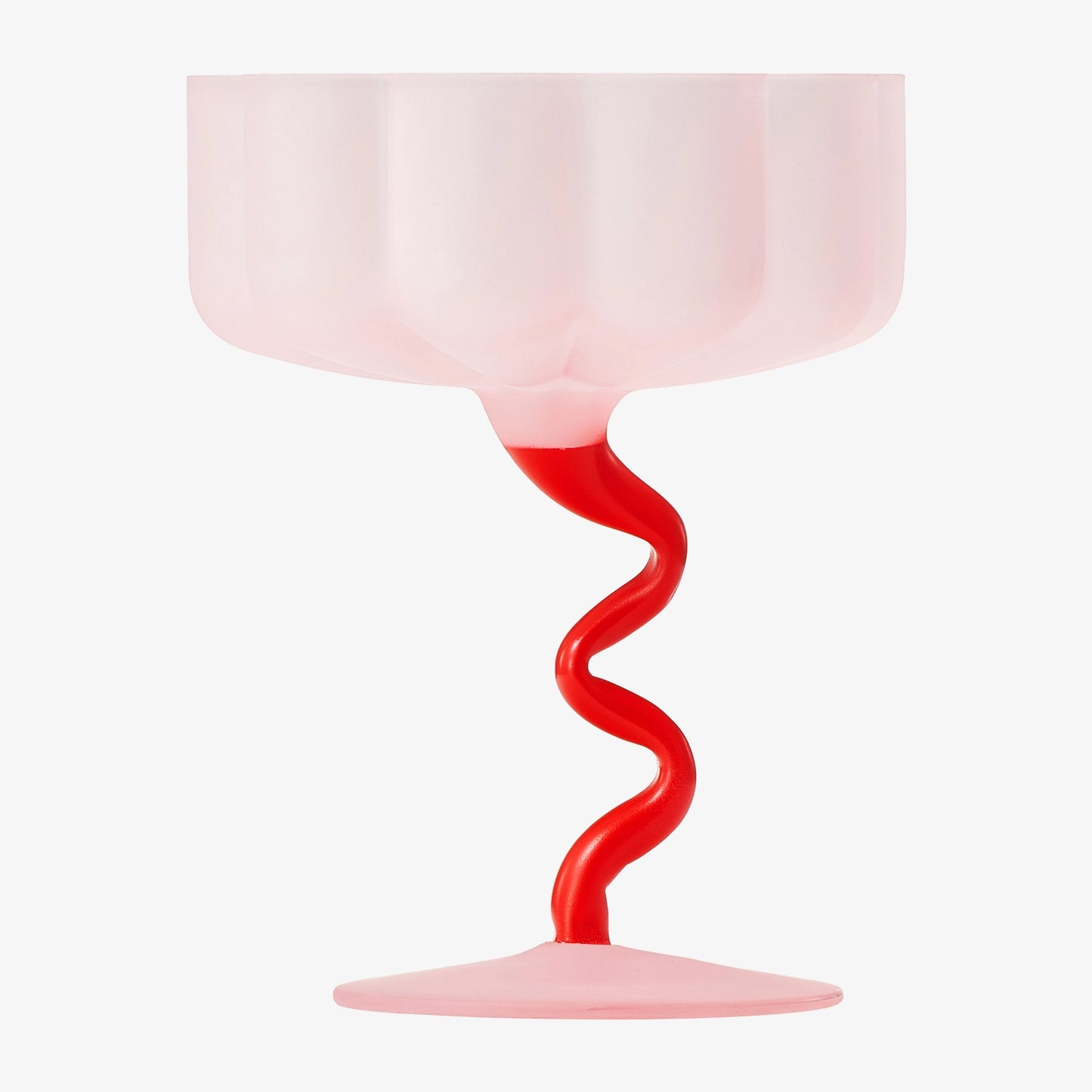 Khen - Pink + Red  Frosted Wiggly Spiral Cocktail Coupe | Single