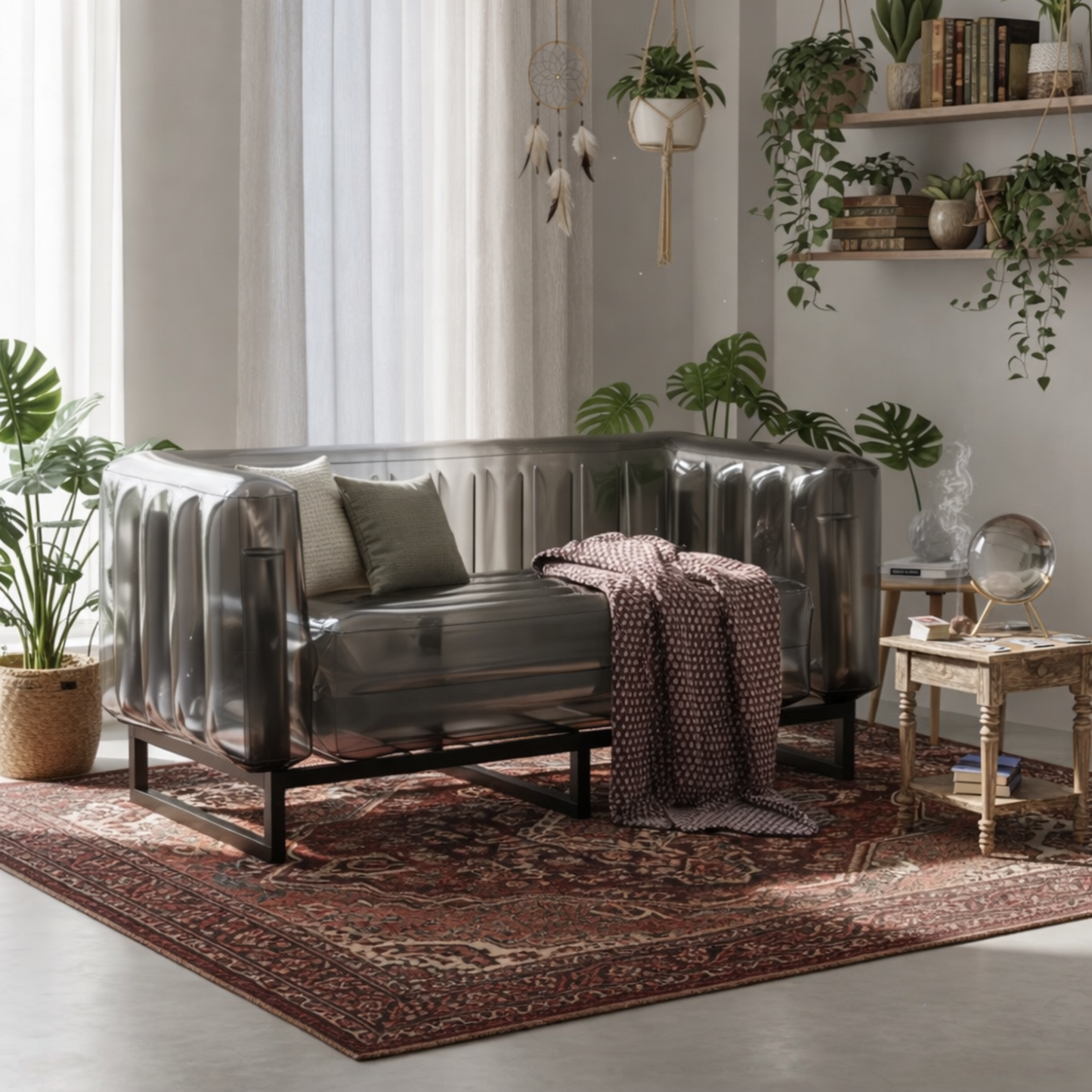MOJOW - Crystal Black Aluminum Sofa