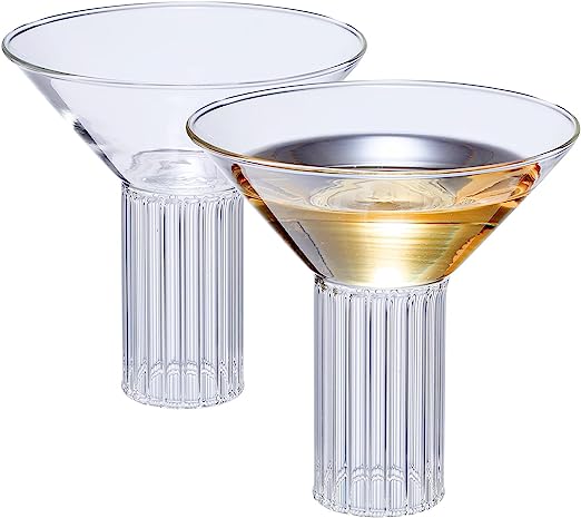 Khen - Ribbed Martini Glassware - 7 oz - Set of 2