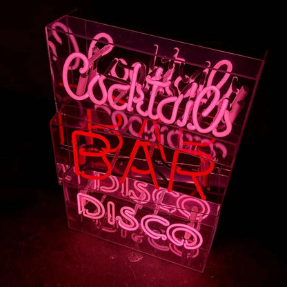 Locomocean - 'Cocktails' Acrylic Box Neon Light